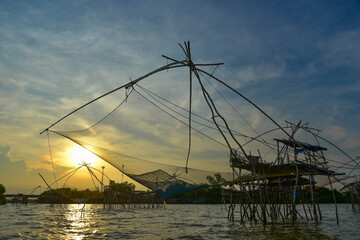 The way of fishing with the yor of the Phatthalung people at Thale Noi, Thailand