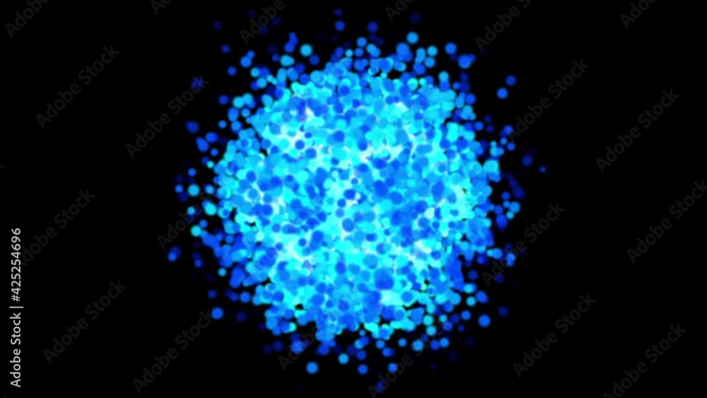 Aufkleber abstract flight of blue, green particles in the form of balls against the background of an unidentif