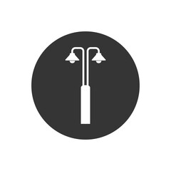 Street lamp white icon in flat style. Vector