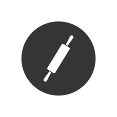 Rolling pin white icon in flat style. Vector