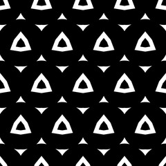 White Triangles And Black Background. Seamless Pattern Big And Small Triangles. Vector.