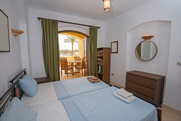 Interior design of twin bedroom in house