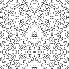 Geometric vector pattern with triangular elements. Seamless abstract ornament for wallpapers and backgrounds. Black and white colors. 