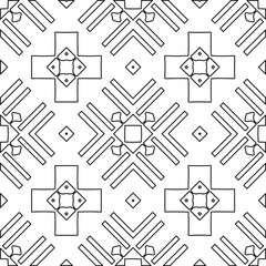 Geometric vector pattern with triangular elements. Seamless abstract ornament for wallpapers and backgrounds. Black and white colors. 