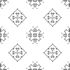 Geometric vector pattern with triangular elements. Seamless abstract ornament for wallpapers and backgrounds. Black and white colors. 