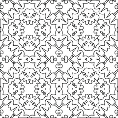 Geometric vector pattern with triangular elements. Seamless abstract ornament for wallpapers and backgrounds. Black and white colors. 