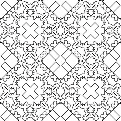 Geometric vector pattern with triangular elements. Seamless abstract ornament for wallpapers and backgrounds. Black and white colors. 