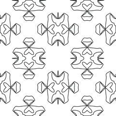  Geometric vector pattern with triangular elements. Seamless abstract ornament for wallpapers and backgrounds. Black and white colors. 