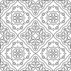  Geometric vector pattern with triangular elements. Seamless abstract ornament for wallpapers and backgrounds. Black and white colors. 