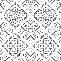  Geometric vector pattern with triangular elements. Seamless abstract ornament for wallpapers and backgrounds. Black and white colors. 
