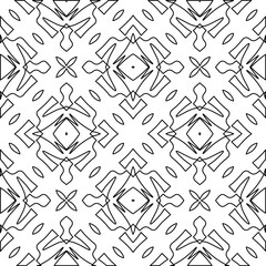  Geometric vector pattern with triangular elements. Seamless abstract ornament for wallpapers and backgrounds. Black and white colors. 