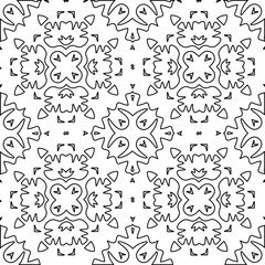  Geometric vector pattern with triangular elements. Seamless abstract ornament for wallpapers and backgrounds. Black and white colors. 