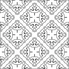  Geometric vector pattern with triangular elements. Seamless abstract ornament for wallpapers and backgrounds. Black and white colors. 