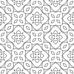  Geometric vector pattern with triangular elements. Seamless abstract ornament for wallpapers and backgrounds. Black and white colors. 