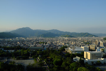 静岡市駿府城公園と市街風景