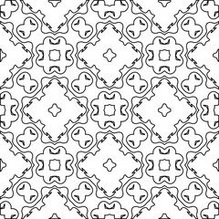 Geometric vector pattern with triangular elements. Seamless abstract ornament for wallpapers and backgrounds. Black and white colors. 