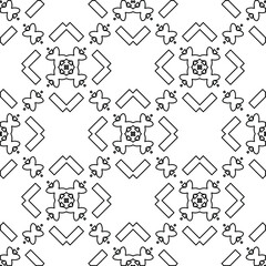  Geometric vector pattern with triangular elements. Seamless abstract ornament for wallpapers and backgrounds. Black and white colors. 