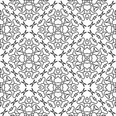  Geometric vector pattern with triangular elements. Seamless abstract ornament for wallpapers and backgrounds. Black and white colors. 