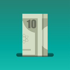 inserting banknote into the slot isolated on background vector illustration.