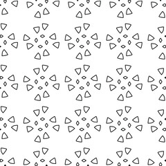 Geometric vector pattern with triangular elements. Seamless abstract ornament for wallpapers and backgrounds. Black and white colors. 