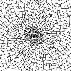  Geometric vector mandala with triangular elements. abstract ornament for wallpapers and backgrounds. Black and white colors. 