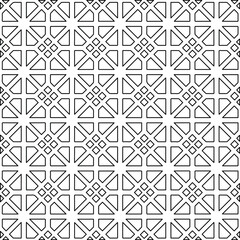  Geometric vector pattern with triangular elements. Seamless abstract ornament for wallpapers and backgrounds. Black and white colors. 