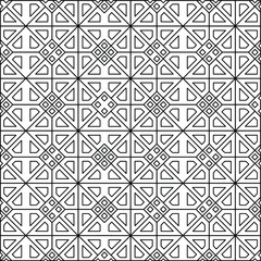 Geometric vector pattern with triangular elements. Seamless abstract ornament for wallpapers and backgrounds. Black and white colors. 