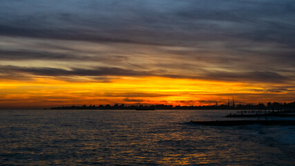 sunset over the seaa nd beach