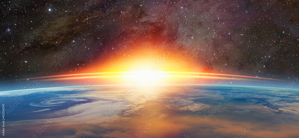 Poster planet earth with a spectacular sunset 