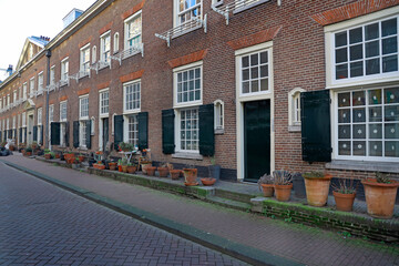 houses with flowerpots