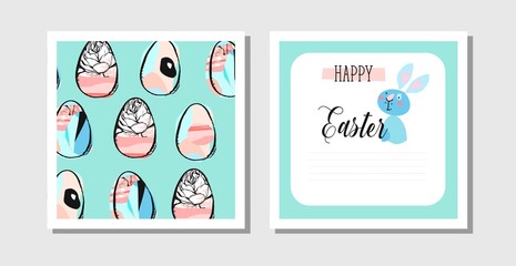 vector cartoon style easter bunny greeting card