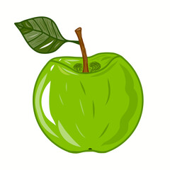 Colorful green apple icon illustration. Idea for decors, logo, ornaments, wallpapers, gifts, damask, paper, covers, templates, celebrations, summer holidays, natural fruit themes. Isolated vector art 