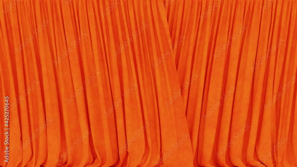 Aufkleber realistic 3d animation of the orange textured stage or window curtain rendered in uhd with alpha mat