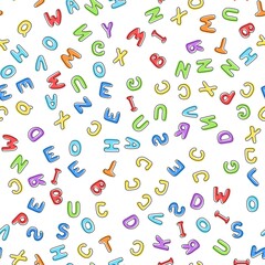 Vector illustration. Seamless pattern of colorful English letters