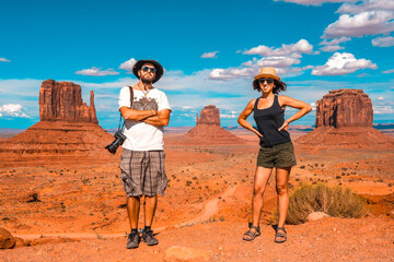 A couple of Europeans in the Monument Valley National Park in the visitor center. Utah.