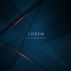 Abstract dark blue geometric overlapping background with red light and space for your text. Modern concept.