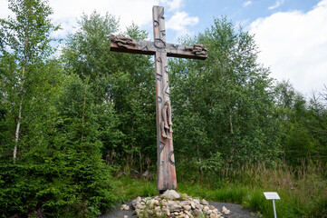 Station XII of the Way of the Cross: Jesus dies on the Cross. Kalv&aacute;ria na Pekn&uacute; vyhliadku, Star&yacute; Smokovec, Slovakia. 2020-07-27. 