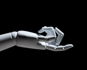 White robot hand finger point