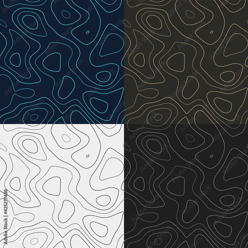 Aufkleber topography patterns. seamless elevation map tiles. astonishing isoline background. attractive tileab
