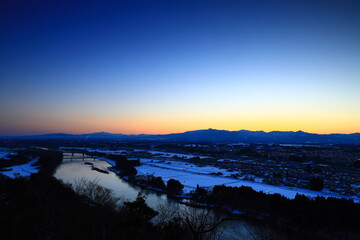 夕焼けの北上市街地