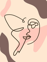 butterfly Surreal Faces Continuous line, faces and hairstyle, fashion concept, woman beauty minimalist, illustration pretty sexy. Contemporary portrait.