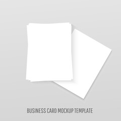 White blank business cards mockup realistic template mockup with shadows on grey background