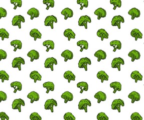 Broccoli Pattern  illustration vegetable white background 