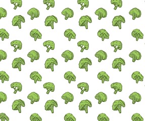 Broccoli Pattern illustration vegetable white background 