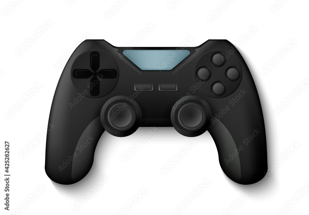 Poster joystick. realistic gamepad, 3d play console for control game character. isolated electronic equipme