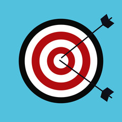 Target with an arrows in flat style. Vector illustration