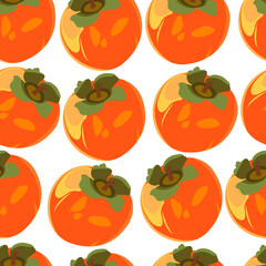 seamless pattern with persimmon. whole persimmon.