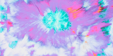 Vintage Tie Die Background. Kaleidoscope Texture.