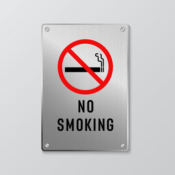 Vector metal plate of warning. No smaking sign design.