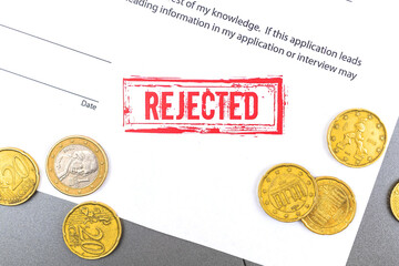 Rejected red stamp official documcent background